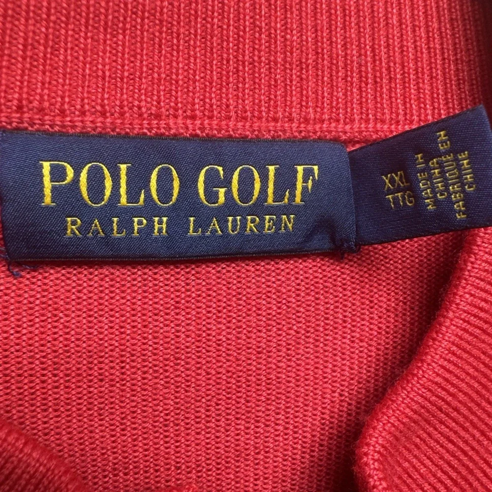polo golf ralph lauren Henley Sweater Mens XXL Red Merino Wool‎ Embroidered Logo